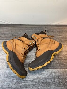 L.L. Bean Tan and Brown Men's Waterproof Lace-Up Outdoor Boots Sz 11.5